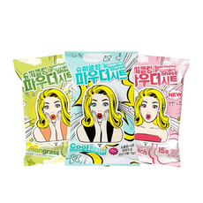슈퍼 쿨링 파우더시트 15매x5 레몬그라스 쿨민트 데오 티슈 보송보송, 5개