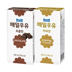매일유업 매일 멸균우유 초코맛+커피맛 200ml 24팩 총48팩, 48개