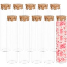 BENECREAT 10pack 60ml 유리 시험관 코르크 마개 투명 플랫 미니 유리병 웨딩 파티 탕 향신료 구슬 어머니 날 집 장식