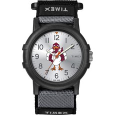 Timex Tribute 유니 대학 리크루트 38mm 시계 - 버지니아 테크 호키스 블랙 패브릭 스트랩 버지니아 테크 호키스. 모던.