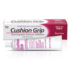 Cushion Grip 대형방석 식탁 두꺼운 쿠션 그립 열가소성 플라스틱 의치 접착제 1온스 느슨해진 상하 부분 의치를 다시 맞추고 조입니다 비접착식 소프트 릴라이너처럼 작동합, 1개
