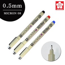 [제이제이오피스] 피그마 마이크론 pigma micron 08 (0.5mm) 젠탱글 일러스트 제도 캘리그라피 극세밀화, 블루, 1개
