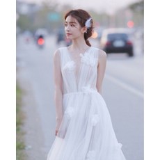 스냅촬영드레스 웨딩드레스 이부드레스 피로연드레스 연말드레스 파티드레스 주인공드레스 이브닝드레스 하이웨이스트 베이지 여단 슬림 웨딩드레뉴 드림 아웃 원사 화이트 원사 드레스