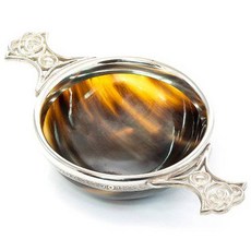 Large Pewter and Ox Horn Toasting Quaich - Traditional Scott/13393886, 상세내용참조