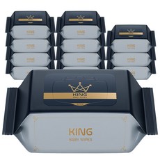 킹 더 도톰한 86gsm 골드블루 저자극 엠보싱 아기물티슈 휴대 슬림캡형 20매 12팩, 86g, 20매입, 12개