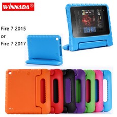 Amazon Kindle Fire 7 2017 케이스 키즈 타블렛 보호기 쉘 shockproof EVA 휴대용 스탠드 커버 Kindle Fire7 2015 용|테블릿 & 전자책, 1개, 단일