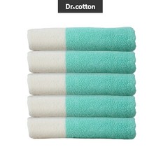 닥터코튼 호텔수건 프리미엄 선염 디자인 패턴수건 180g 40수 코마사 5장, 루미너스 블루밍 민트, 5개