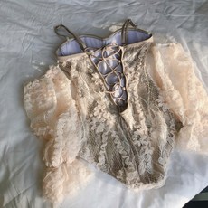 화이트모노키니 레이스모노키니 수영복 몸매보정모노키니 키작녀모노키니 휴가모노키니, 베이지살구