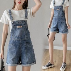 여자 반바지 점프수트 빈티지 넉넉한 멜빵 바지 청바지 오프숄더점프수트 063