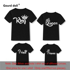 커플 가족 모녀 커플룩 의상 하는 와 Tshirt 편지 킹 아들 나 가기 키즈 딸