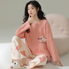 클로에반 보들보들 여성용 맨투맨 파자마 잠옷 세트