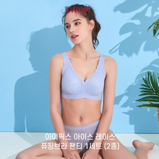 [왁스] &WOX 꿈의브라 플라워 레이스 프리컷 노와이어 스카이블루 1세트