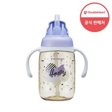 더블하트 마그마그 PPSU 빨대컵 해피 270ml, 퍼플, 1개