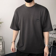 오프앤 국산 남녀공용 특양면 오버핏 빅사이즈 고양이 프린팅 박스 반팔 티셔츠 - 이미지 9