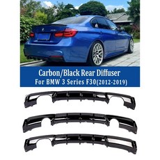 BMW 3시리즈 F30 F31 12-19 카본 M테크 리어 범퍼 디퓨저 립 블랙 MP 320i 328i 스포츠 바디키트 Single Dual Out, 카본 2Xsingle