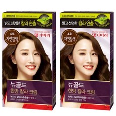 댕기머리 뉴골드 새치머리용 한방 칼라 크림 염색제, 자연갈색, 2개