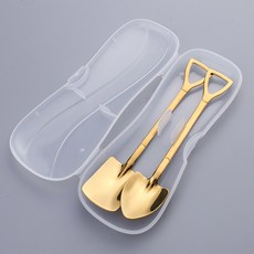 X 스테인리스 스페이드 스푼 수박 스푼 디저트 스푼 아이스크림 스푼 스푼 스푼 크리 에이 티브 삽 커피 스푼 황금 스푼 세트, 티타늄 휴대용