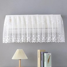 여름 화이트 컬러 레이스 에어컨 커버 꽃 패턴 침실 걸이식 에어컨 먼지 커버 홈 데코, 1개, 1개입