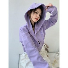 여성용 지퍼 후드 자른 옷 봄 하라주쿠 빈티지 칼리지 힙 스터 긴 소매 미적 올 매치 한국 패션