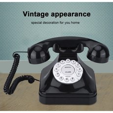 레트로 빈티지 카페인테리어 클래식 유선 다이얼 옛날전화기, 블랙