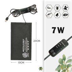 USB 파충류 열 패드 온도 조절 도마뱀 테라리움 난방 매트 작은 동물 뱀 거북이 수염 드래곤, 05 E-7W with timer, 05 E-7W with timer