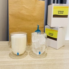 일본 블루보틀 bluebottle 고급 붕규산 내열 유리 더블월 글라스 머그컵, 투명색 255ml 2세트, 2개