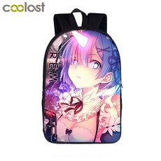 Re:Zero 카라 하지메루 이세카이 세이카츠 10대 소년 소녀 가방 Animie Emilia Rem 어린이 학교 키즈 백팩