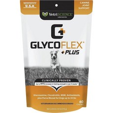 VetriScience GlycoFlex Plus 소형견용 오리 맛 소프트 씹는 관절 보조제 60강아지, 1개 - 글라이코플렉스