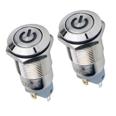 JC 2Pc 스마트 12V 12mm 블루 파워 라이트 메탈 ON / OFF 래칭 푸시 버튼 스위치, 1개