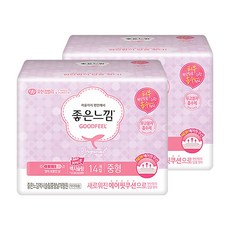 좋은느낌 와이드롱 슬림 날개 중형 14매x2팩, 단품