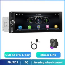 자동차라디오 Podofo 무선 카플레이 6.86 인치 HD 터치 스크린 모니터 범용 차량용 mp5 플레이어 블루투스, 1개