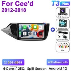 안드로이드 오토 올인원 네비게이션 기아 Cee d CEED JD 2012-2018 2 Din 9 인치 12 자동차 라디오 멀티미디어 비디오 플레이어 GPS 스테레오 카플레이 자동, 4) T3plus-Camera