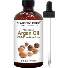Majestic Pure 마제스틱 퓨어 모로칸 아르간 오일 (118ml) 100% & Natural Moroccan Argan Oil for Hair Face Nails Beard Cuticles, 1개