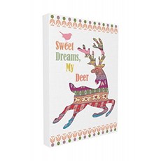 Stupell Sweet Dreams My Deer Boho 그래픽 캔버스 아트의 키즈 룸 16 x 1.5 x 20 Proudly Made in USA, 단일옵션