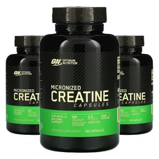 옵티멈뉴트리션 Optimum Nutrition Micronized Creatine 옵티멈 뉴트리션 미분화 일 수화물 크레아틴 캡슐 2500mg, 100정, 3개