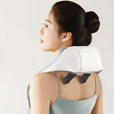 SHILONG 웨어러블 무선 넥엔숄더 안마기 온열 목 어깨 마사지기, 회색