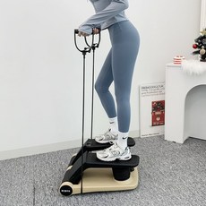 레그연구소 에어스텝퍼 가정용 천국의계단 스텝밀, 블랙+베이지 (튜빙밴드 포함)