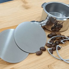 재사용 가능한 스테인레스 스틸 커피 필터 메쉬 스크린 플레이트 포타필터 홀더 프렌치 프레스 메이커 볼 핸들 퍽 스크린용 2