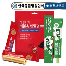 펫생각 하루치카 바르는 입냄새 치석 제거 강아지 치약 메론 덴탈껌 세트, 중대형, 1세트, 168g