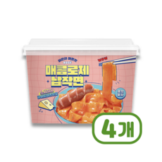 매콤 로제납작면 [소시지 치즈포함]매운맛 즉석용기컵 간편식 175g x 4개