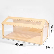 아쿠아스케이프 애완 상자 동물 DIY 보이는 케이지 아크릴 눈에 투명 조립 및 나무 크리핑 먹이 햄스터, L, 1개