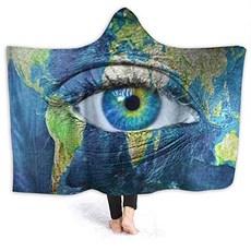 Painted World Earth On Human Face Hooded B (Painted World Earth on Human Face L 80"X60" for Twin), 본상품