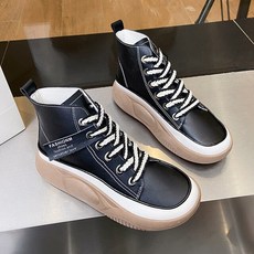  설사 귀저기 수컷매너벨트 강아지대 흔들리는 신발 여성용 허벅지 높은 두툼한 밑창 마틴 부츠 두꺼운 캐주얼 하이 탑 여성, [03] black, [04] 24cm (EUR38) 