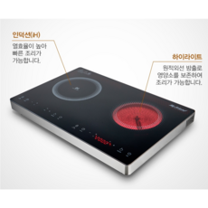 마이프랜드 2구 하이브리드 인덕션+하이라이트 전기렌지MFK-5032HHB 하이라이트