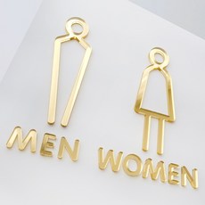 화장실표지판 탈의실 남자 여자 표시, 01. 유광골드 남자, 여자 표지판 세트(2P)