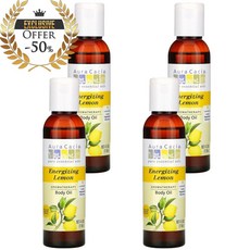 아우라 카시아 아로마 테라피 바디 오일 에너자이징 레몬 118ml, 수량: 4　　　　　(상품코드394p)