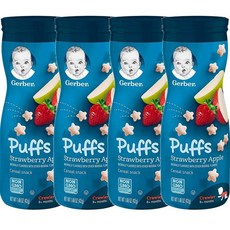 Gerber Graduates Puffs Strawberry Apple 거버 그래듀에이츠 퍼프 딸기 사과, 4개