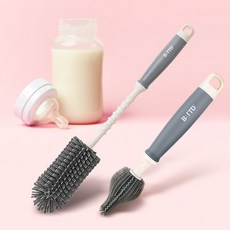 세척솔 솔 브러쉬 젖병 젖꼭지 실리콘 국산 열탕소독 납작모, 납작모젖병솔세트 회전형, 납작모젖병솔세트 회전형, 1개
