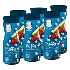 Gerber Puffs Strawberry Apple Cereal Snack 거버 퍼프 딸기 사과 시리얼 스낵 유아과자, 18개