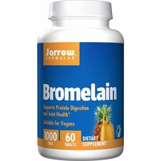 Jarrow 자로우 포뮬러스 브로멜라인 60정 브로멜린 Formulas Bromelain Supports Protein Digestion and Joint Health 1000 GDU 60 Easy-Solv Tabs, 1set